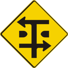 Intersection en T, chassées séparées