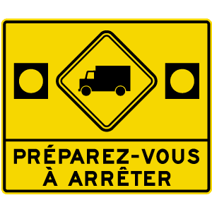 Préparez-vous à arrêter. à un passage pour camions