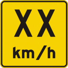 Panonceau vitesse recommandée XX km/h