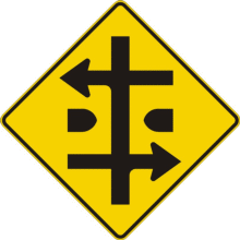 Intersection en croix, chaussées séparées