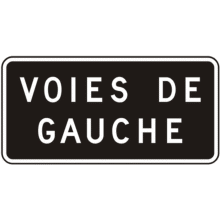 Panonceau Voies de gauche