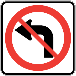 Interdiction de tourner à gauche.