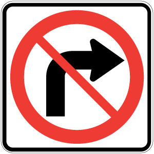 Interdiction de tourner à droite.