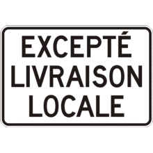 Excepté livraison locale